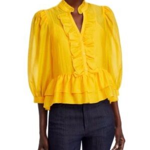 Karl Lagerfeld Yellow Ruffled Blouse